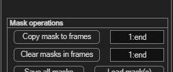 Mask operations panel with frame-range fields