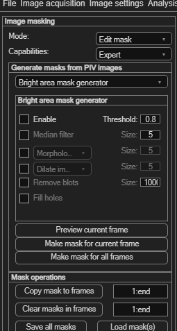 Expert-mode automatic mask generator panel