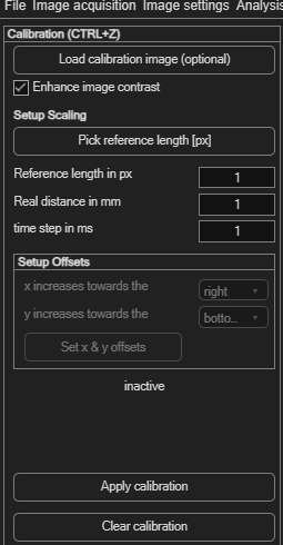 PIVlab Calibration panel