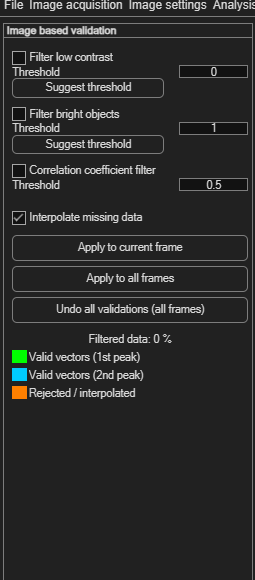 PIVlab Image based validation panel